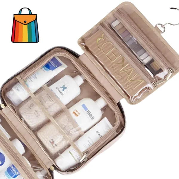 Travel Toiletry Bag - Portable Hanging Organizer for Full-Sized